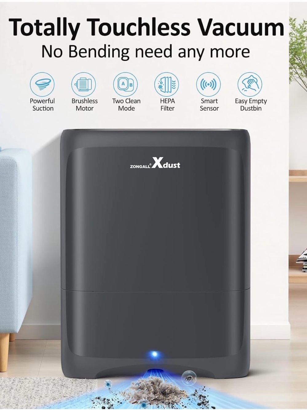 Zongall Xdust Touchless Vacuum - Dark Gray